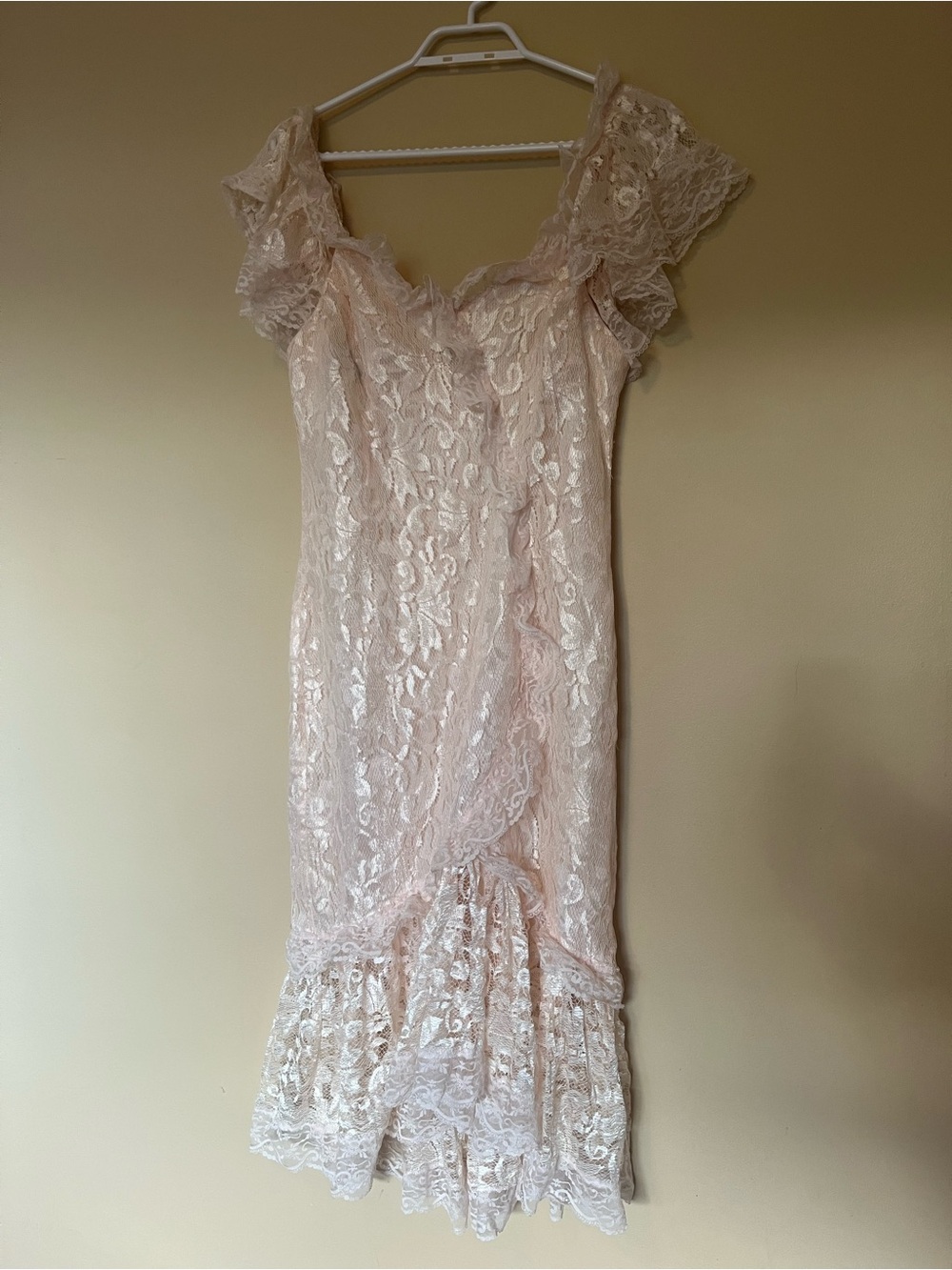 Vintage NewLeaf Blush Lace coquette dress made in Canada